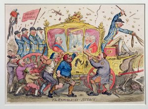 The Republican Attack, opublikowany przez Hannah Humphrey w 1795 (akwaforta ręcznie kolorowana) autorstwa James Gillray