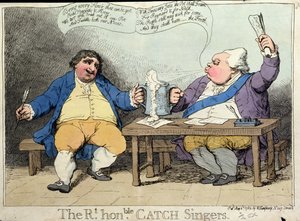 The Right Honorable Catch Singers, wydana przez Williama Humphreya w 1783 r. (akwaforta ręcznie kolorowana)
