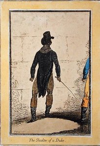 The Shadow of a Duke, wydana przez Hannah Humphrey w 1795 (akwaforta ręcznie kolorowana) autorstwa James Gillray