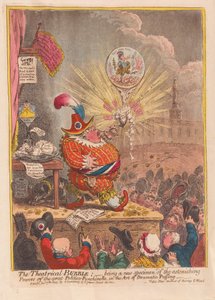 Theatrical Bubble: nowy przykład zdumiewających Mocy wielkiego Polityczno-Punchinello w Art of Dramatic Puffing, wyd. 1805 (grawerowanie ręcznie kolorowane)