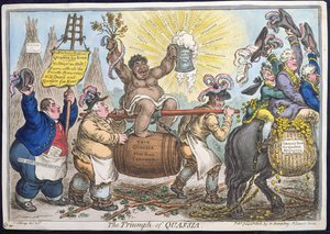 Triumph of Quassia, wydana przez Hannah Humphrey w 1806 r. (akwaforta ręcznie kolorowana)