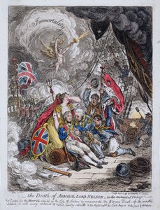 Śmierć admirała Horatio Nelsona (1758-1805) w czasie zwycięstwa autorstwa James Gillray