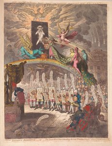 Titianus Redivivus lub Siedmiu Mędrców konsultujących się z nową Wyrocznią Wenecką, scena w Gaju Akademickim nr 1, wyd. 1797 (grawerowanie ręcznie kolorowane)