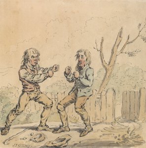 Dwóch mężczyzn w walce na pięści autorstwa James Gillray