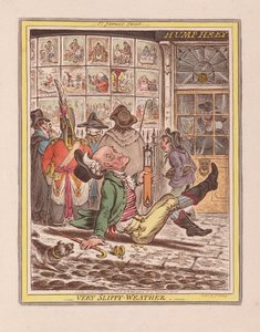 Bardzo śliska pogoda, pub. 1808 (grawerowanie ręcznie kolorowane)
