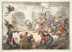 Westminster-poborowi zgodnie z ustawą o szkoleniu, 1806 (ręcznie kolorowe grawerowanie)