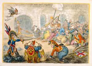 Westminster Conscripts under the Training Act, opublikowane przez Hannah Humphrey w 1806 r. (akwaforta ręcznie kolorowana)