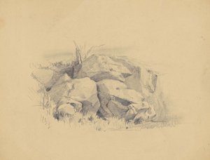 Skały, 1839 (grafit na papierze tkanym) autorstwa James Goodwin Clonney