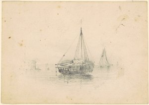 Łodzie w Anchor autorstwa James Goodwyn Clonney