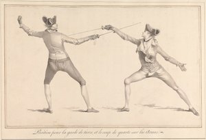 Pozycja dla Garde de Tierce i Coup de Quarte on the Arms