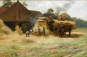 Młócenie, szkocka farma, 1884