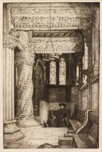Prentice Pillar, Rosslyn Chapel (akwaforta) autorstwa James Hamilton Mackenzie