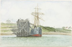 Doki Alberta Edwarda. The S.S. Willkarnman (akwarela, bodycolor i ołówek na papierze)