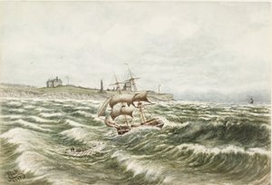 Rescue off Tynemouth (akwarela i body na papierze)