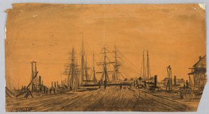 Stocznia i molo autorstwa James Henry Moser