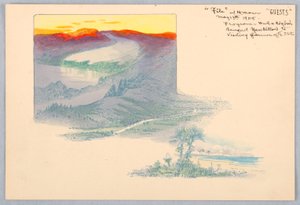 Trzy krajobrazy, wydrukowany dowód projektu na kolację w Waszyngtonie, 13 maja 1908 r autorstwa James Henry Moser