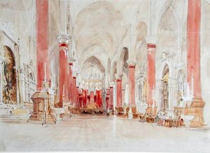 Wnętrze kościoła San Giovanni e Paolo, Wenecja (wc nad grafitem na papierze) autorstwa James Holland