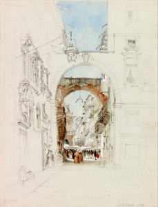 Piazza dei Signori, Verona (ołówek i akwarela na papierze (tkanka))