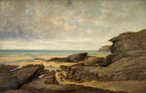 Niska woda, Trebarwith Strand, Tintagel, Kornwalia autorstwa James Holland