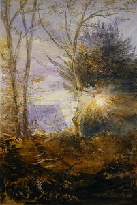 Wschód słońca, Abinger, Surrey (akwarela na papierze) autorstwa James Holland