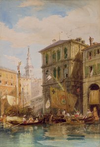 Palazzo Dei Camerlenghi, Wenecja, ok. 1835-55 (ołówek i akwarela) autorstwa James Holland