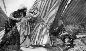 Jael pokazuje Barakowi martwego Siserę - Biblia