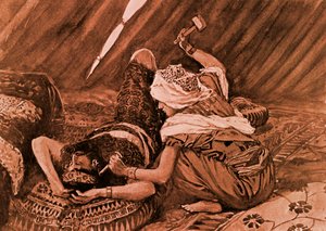 "Jael uderzyła Siserę i zabiła go" autorstwa J Jamesa Tissota autorstwa James Jacques Joseph (after) Tissot