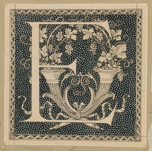 Wielka litera E, ilustracja z Życia naszego Pana Jezusa Chrystusa (tusz na papierze) autorstwa James Jacques Joseph Tissot