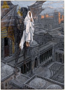 Chrystus uniesiony do szczytu świątyni, ilustracja do życia Chrystusa, ok. 1884-96 (toaleta i gwasz na tekturze) autorstwa James Jacques Joseph Tissot