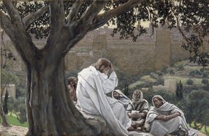 Chrystus przepowiadający zniszczenie świątyni, ilustracja do życia Chrystusa, ok. 1886-94 (toaleta i gwasz na tekturze) autorstwa James Jacques Joseph Tissot