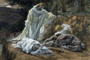 Czy nie mogliście oglądać ze mną jednej godziny?, ilustracja do Życia Chrystusa, ok. 1886-1894 (toaleta i gwasz na tekturze) autorstwa James Jacques Joseph Tissot