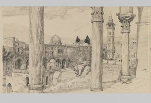 Esplanade of the Haram, ilustracja z Życia naszego Pana Jezusa Chrystusa (tusz i grafit na tekturze) autorstwa James Jacques Joseph Tissot