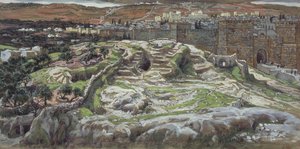 Golgota i Grób Święty w czasach naszych Pana, ilustracja do Życia Chrystusa, ok. 1886-94 (toaleta i gwasz na tekturze) autorstwa James Jacques Joseph Tissot