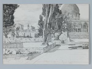 Haram, Meczet Es-Sakrah, ilustracja z Życia naszego Pana Jezusa Chrystusa (pióro i atrament na papierze tkanym) autorstwa James Jacques Joseph Tissot