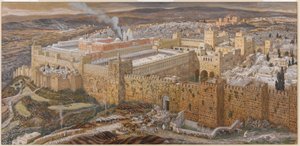 Jerozolima i świątynia Heroda w czasach naszych Pana, ilustracja z Życia Chrystusa, ok. 1886-1894 (toaleta i gwasz na tekturze) (zob. także 101203)