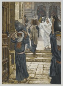 Jezus zabrania noszenia ciężarów na dziedzińcu świątyni, ilustracja z Życia naszego Pana Jezusa Chrystusa, 1886-94 (wc nad grafitem na papierze) autorstwa James Jacques Joseph Tissot