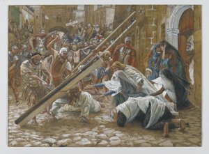 Jezus spotyka swoją matkę, ilustracja z Życia Pana naszego Jezusa Chrystusa, 1886-94 (wc nad grafitem na papierze) autorstwa James Jacques Joseph Tissot