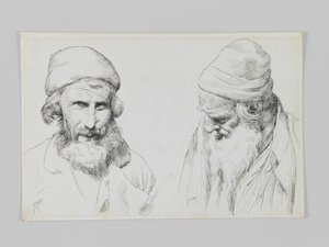 Żydzi i Jemenici, Jerozolima, ilustracja z Życia naszego Pana Jezusa Chrystusa (pióro i atrament na papierze tkanym) autorstwa James Jacques Joseph Tissot