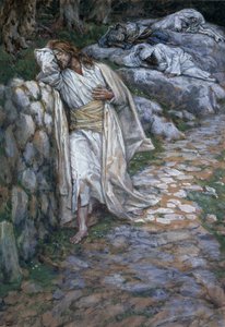Moja dusza przekracza smutek aż do śmierci, ilustracja do Życia Chrystusa, ok. 1884-96 (toaleta i gwasz na tekturze) autorstwa James Jacques Joseph Tissot