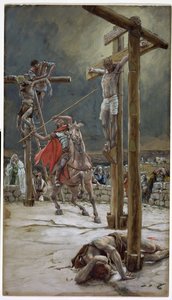Jeden z żołnierzy z włócznią przebitą bok, ilustracja do Życia Chrystusa, ok. 1886-94 (toaleta i gwasz na tekturze) autorstwa James Jacques Joseph Tissot
