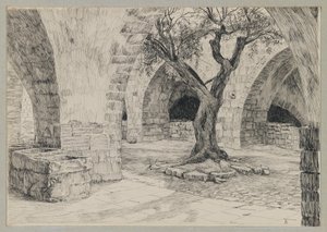 Oficyna klasztoru ormiańskiego, Jerozolima, ilustracja z Życia naszego Pana Jezusa Chrystusa (tusz na papierze) autorstwa James Jacques Joseph Tissot