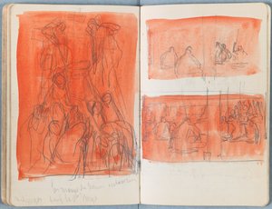 Strony z albumu Szkice do życia naszego Pana Jezusa Chrystusa, koniec lat 80. XIX wieku (grafit i pranie na papierze) autorstwa James Jacques Joseph Tissot