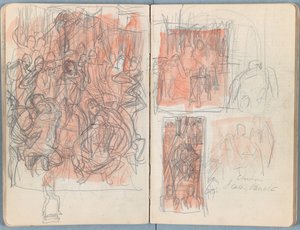 Strony z albumu Szkice do życia naszego Pana Jezusa Chrystusa, koniec lat 80. XIX wieku (grafit i pranie na papierze) autorstwa James Jacques Joseph Tissot