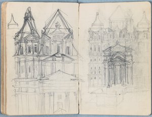 Strony z albumu Szkice do życia naszego Pana Jezusa Chrystusa, koniec lat 80. XIX wieku (grafit i pranie na papierze) autorstwa James Jacques Joseph Tissot