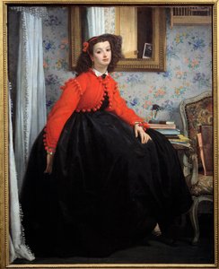 Pełnowymiarowy portret Mademoiselle L. L., czyli młodej dziewczyny w czerwonej marynarce Obraz Jacquesa Josepha (Jacques-Joseph) Tissot z Jamesem Tissotem (1836-1902) 1864 Nd. 1,24x0,99 m Paryż, Muzeum Orsay autorstwa James Jacques Joseph Tissot
