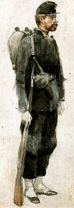 Żołnierz z karabinem „swobodnie” (akwarela na papierze) autorstwa James Jacques Joseph Tissot