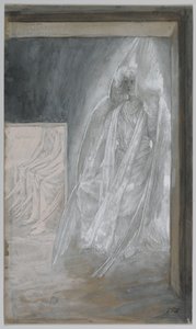 Anioł siedzący na kamieniu grobu, ilustracja z Życia Pana naszego Jezusa Chrystusa, 1886-94 (wc nad grafitem na papierze) autorstwa James Jacques Joseph Tissot
