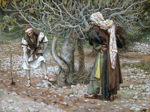 Jałowe drzewo figowe, ilustracja do Życia Chrystusa, ok. 1886-94 (toaleta i gwasz na tekturze) autorstwa James Jacques Joseph Tissot