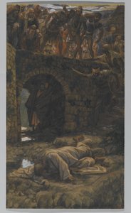 Potok Kedron. Wypije potok w drodze, ilustracja do Życia Chrystusa, ok. 1886-94 (toaleta i gwasz na tekturze) autorstwa James Jacques Joseph Tissot