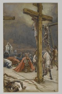 Spowiedź św. Longinusa, ilustracja z Życia Pana naszego Jezusa Chrystusa, 1886-94 (wc nad grafitem na papierze) autorstwa James Jacques Joseph Tissot
